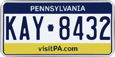 PA license plate KAY8432