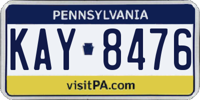 PA license plate KAY8476