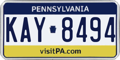 PA license plate KAY8494