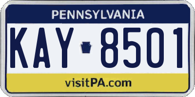PA license plate KAY8501