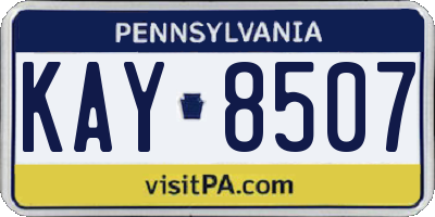 PA license plate KAY8507