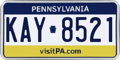 PA license plate KAY8521