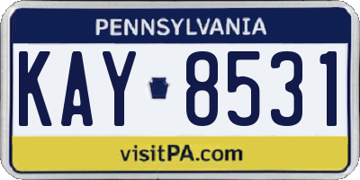 PA license plate KAY8531