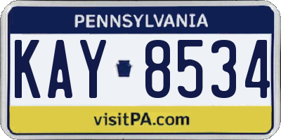 PA license plate KAY8534