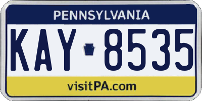 PA license plate KAY8535