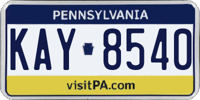 PA license plate KAY8540