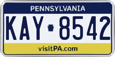 PA license plate KAY8542