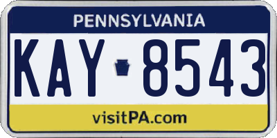PA license plate KAY8543