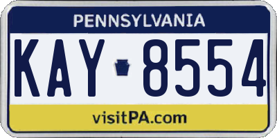 PA license plate KAY8554
