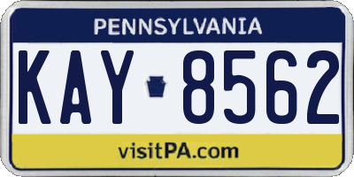 PA license plate KAY8562