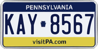 PA license plate KAY8567