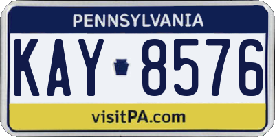 PA license plate KAY8576