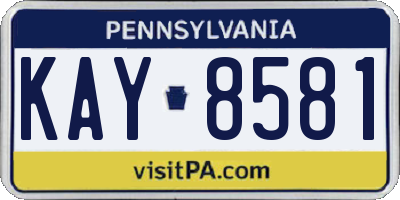 PA license plate KAY8581
