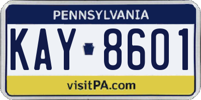 PA license plate KAY8601
