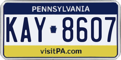 PA license plate KAY8607