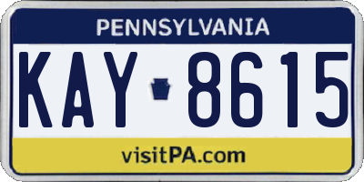 PA license plate KAY8615