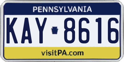PA license plate KAY8616