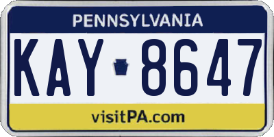 PA license plate KAY8647
