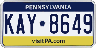 PA license plate KAY8649