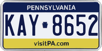 PA license plate KAY8652
