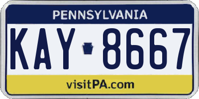 PA license plate KAY8667