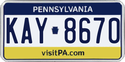 PA license plate KAY8670