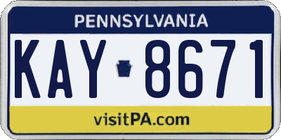 PA license plate KAY8671