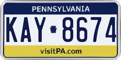 PA license plate KAY8674
