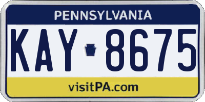 PA license plate KAY8675