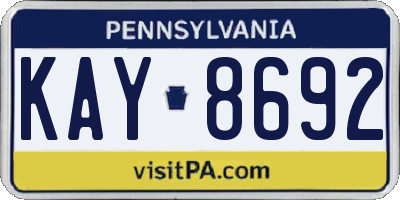 PA license plate KAY8692