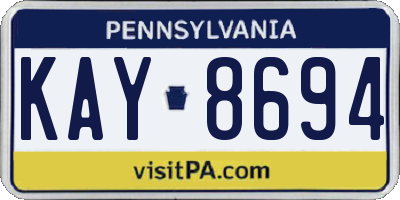 PA license plate KAY8694