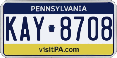 PA license plate KAY8708