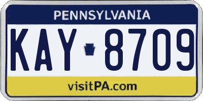 PA license plate KAY8709