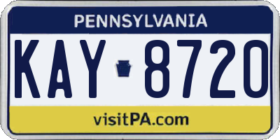 PA license plate KAY8720