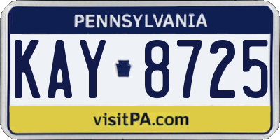 PA license plate KAY8725