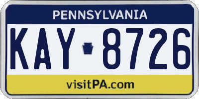 PA license plate KAY8726