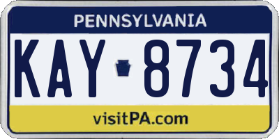 PA license plate KAY8734