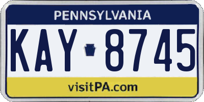 PA license plate KAY8745