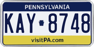 PA license plate KAY8748