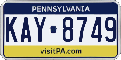 PA license plate KAY8749