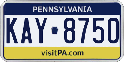 PA license plate KAY8750