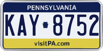 PA license plate KAY8752