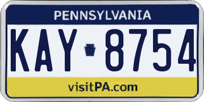 PA license plate KAY8754