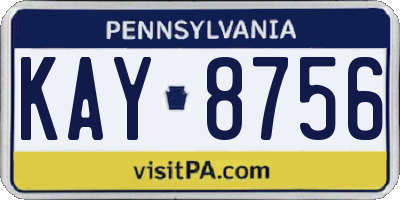 PA license plate KAY8756