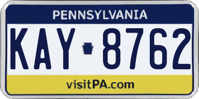 PA license plate KAY8762