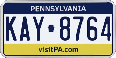PA license plate KAY8764