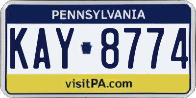 PA license plate KAY8774