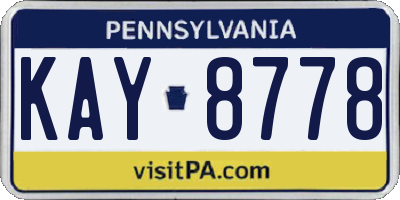 PA license plate KAY8778