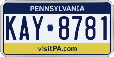 PA license plate KAY8781