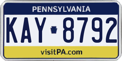 PA license plate KAY8792